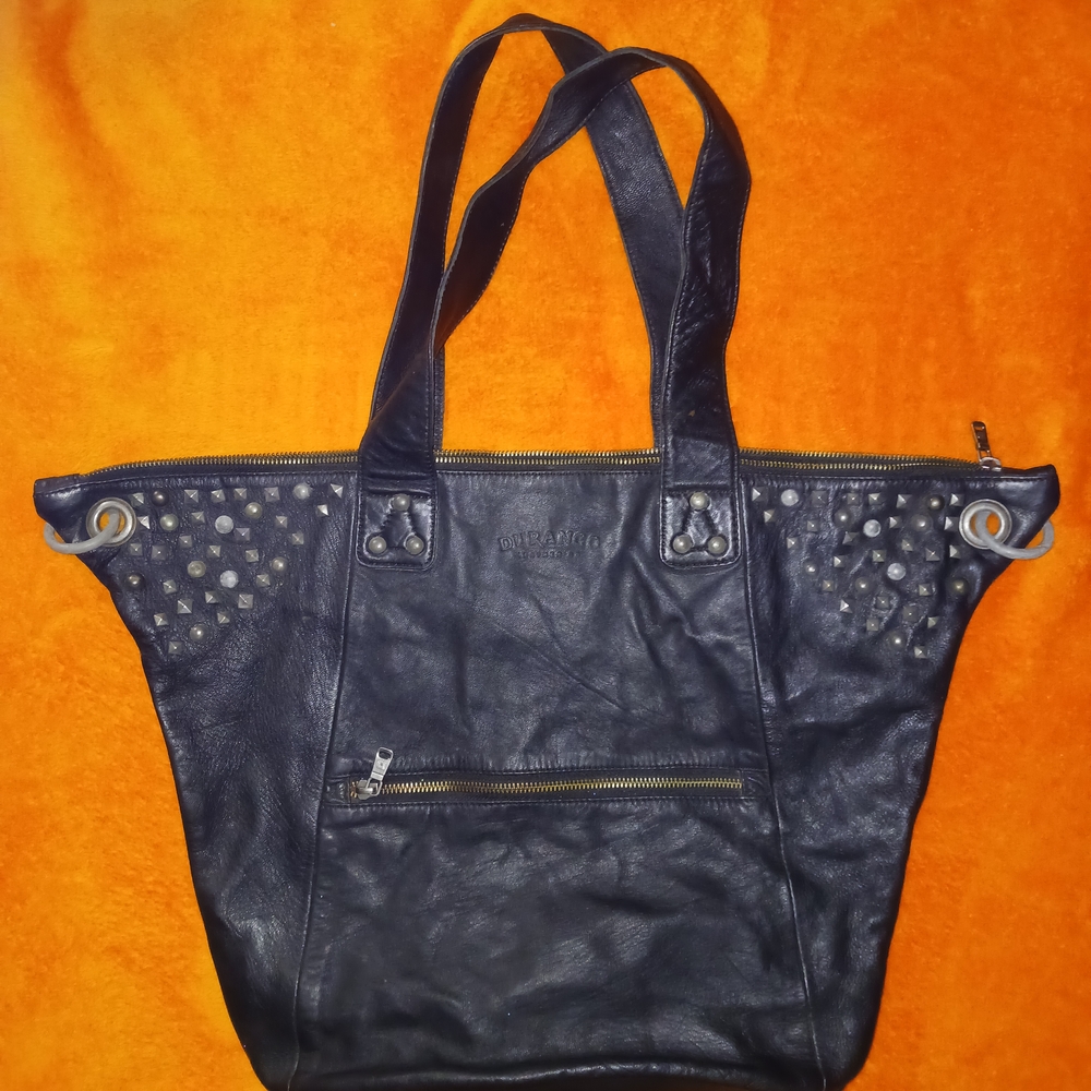 Durango Studded Black Leather Tote Bag